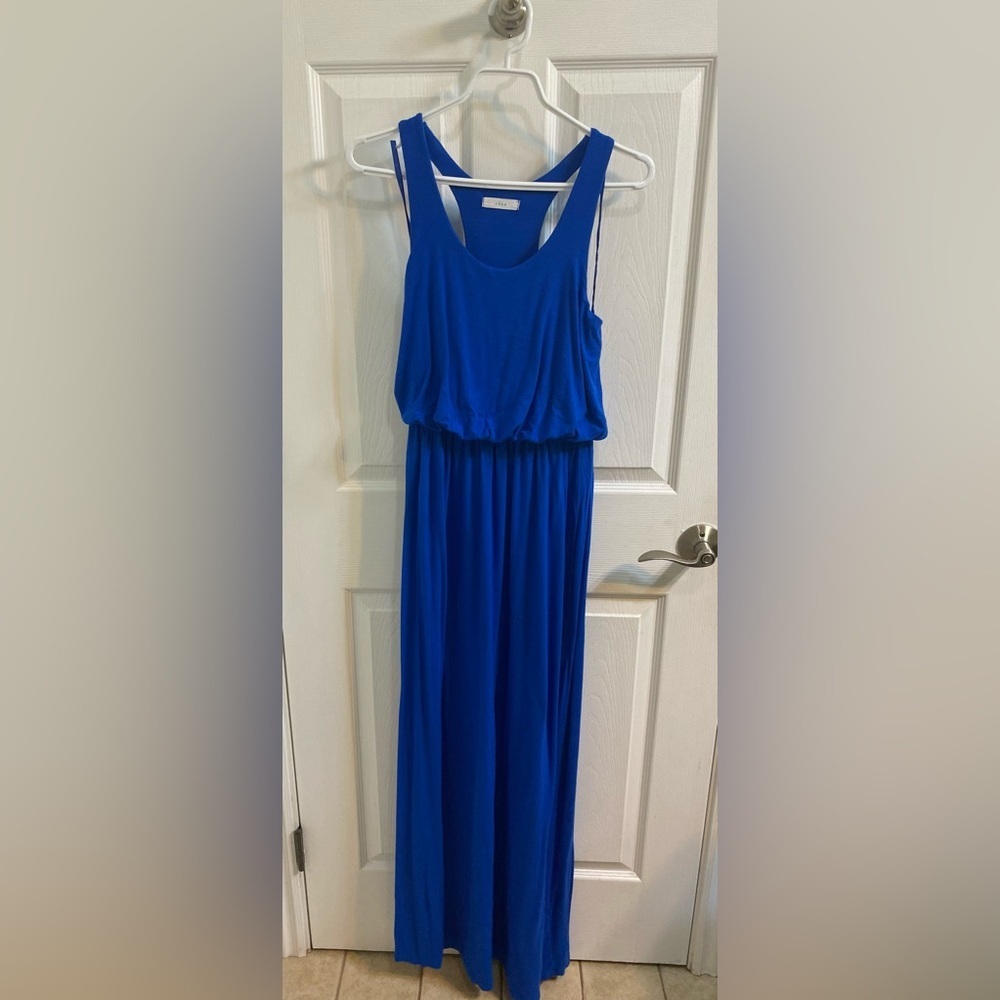 Lush Royal Blue Maxi Dress Sleeveless, Racerback Tank Elastic Waist Women Small